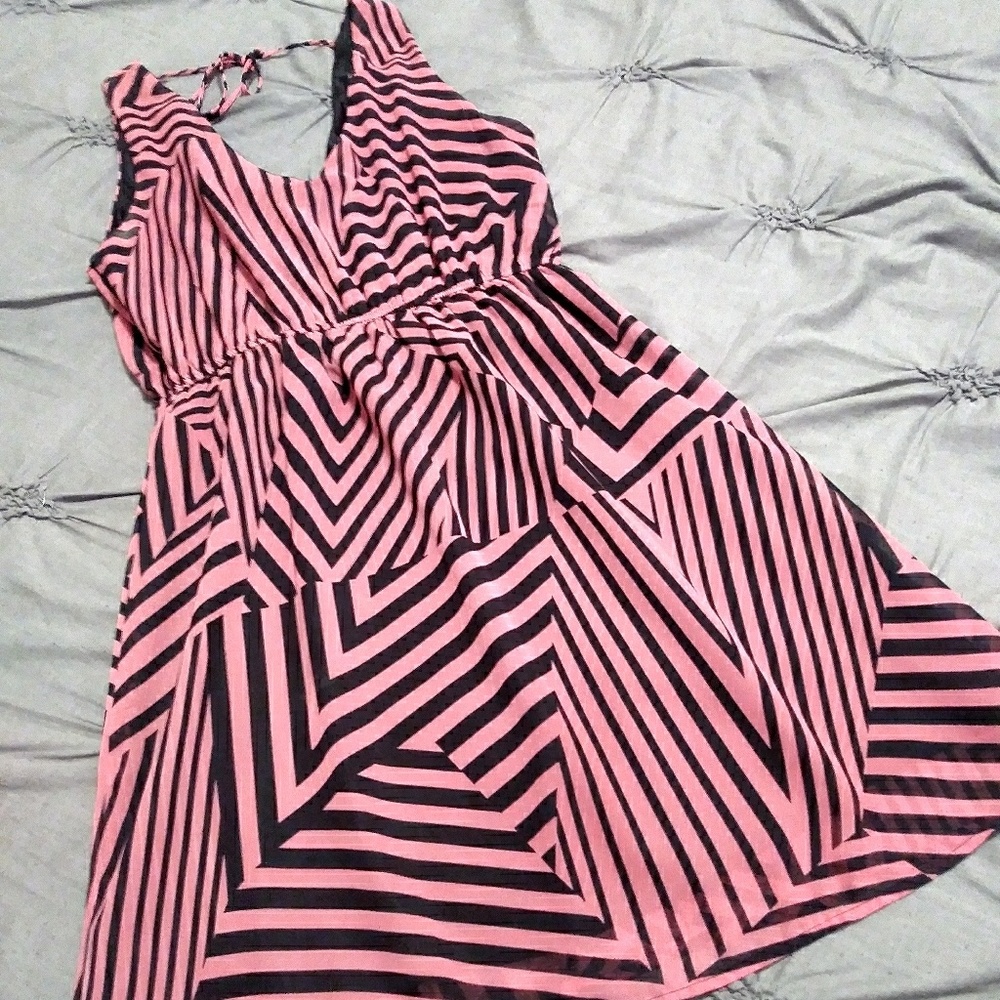 Pink and black abstract dress
